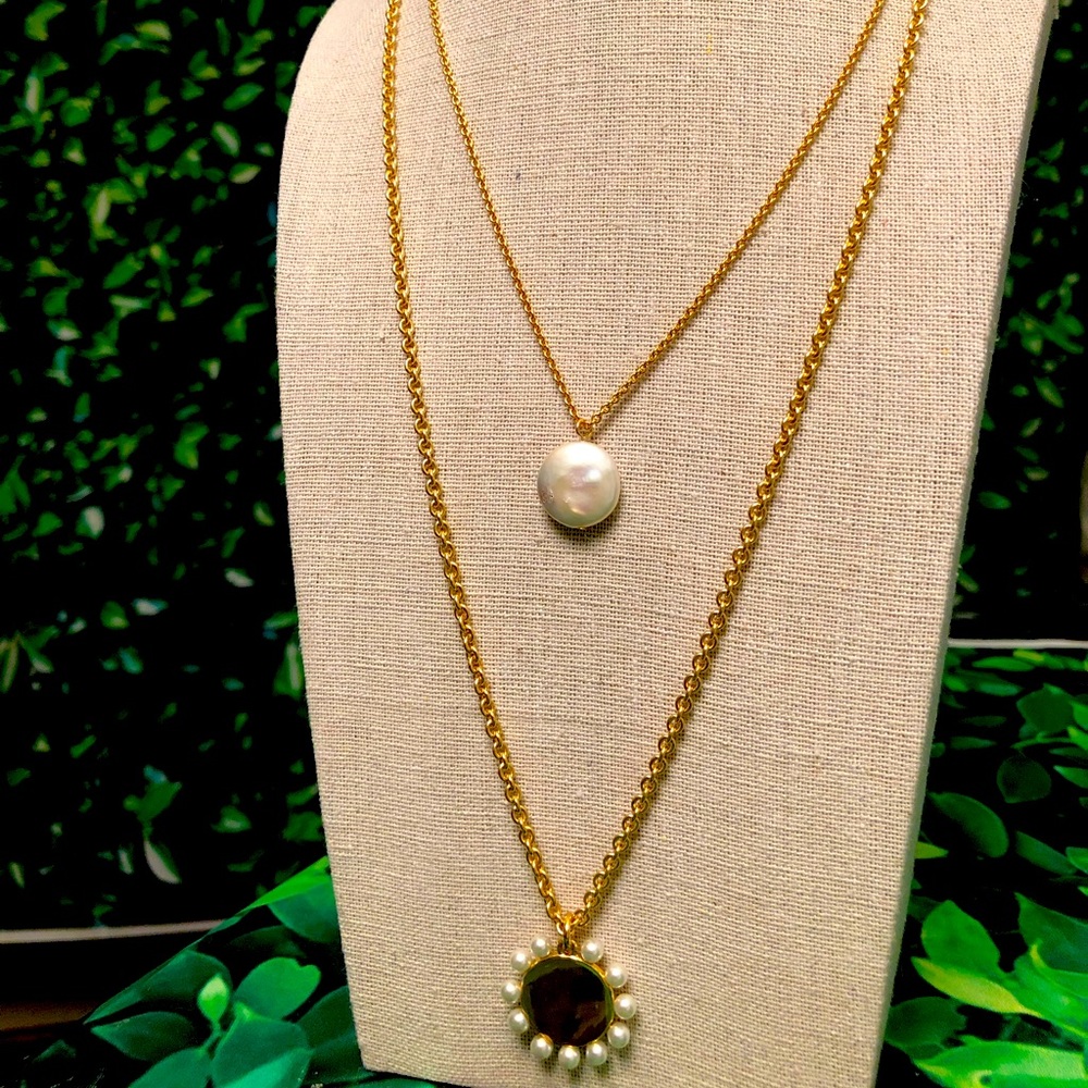 NWT J.Crew Gold Layered Mother of Pearl Necklace